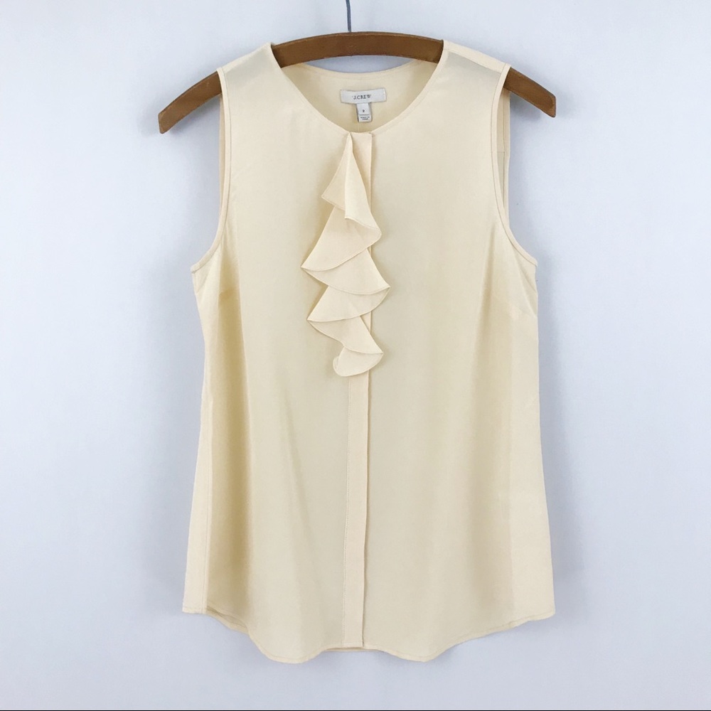 NEW J Crew Cream Silk Ruffle Blouse Tank Top